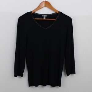 J. Jill Black with Brown Floral Trim Top